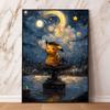 Van Gogh - Style Pokemon Decorative Paintings - Pikachu   Gengar in Starry Night Art Unique Wall Art for Home Decor