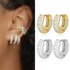 10mm Gold Plated CZ Zircon Small Hoop Earrings for Women Copper Color Round Circle Cartilage Ear Buckle Huggie Female Zircon