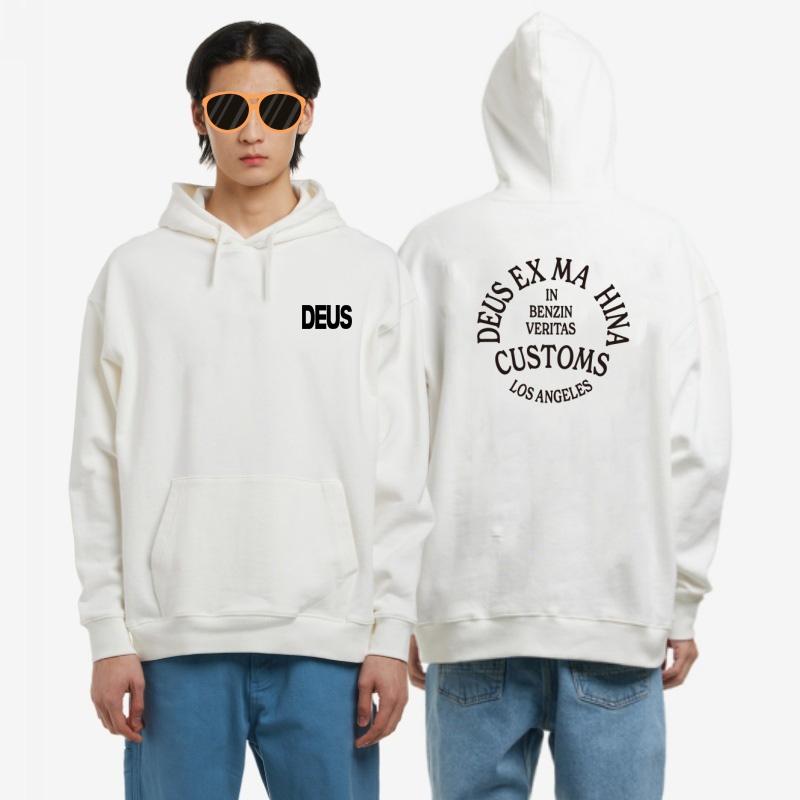 Korean Version Vintage Long Sleeve Y2k Hoodies DEUS EX MACHINA Printed Letter Crew Neck Sweatshirt Hooded Pullover Sweatshirt