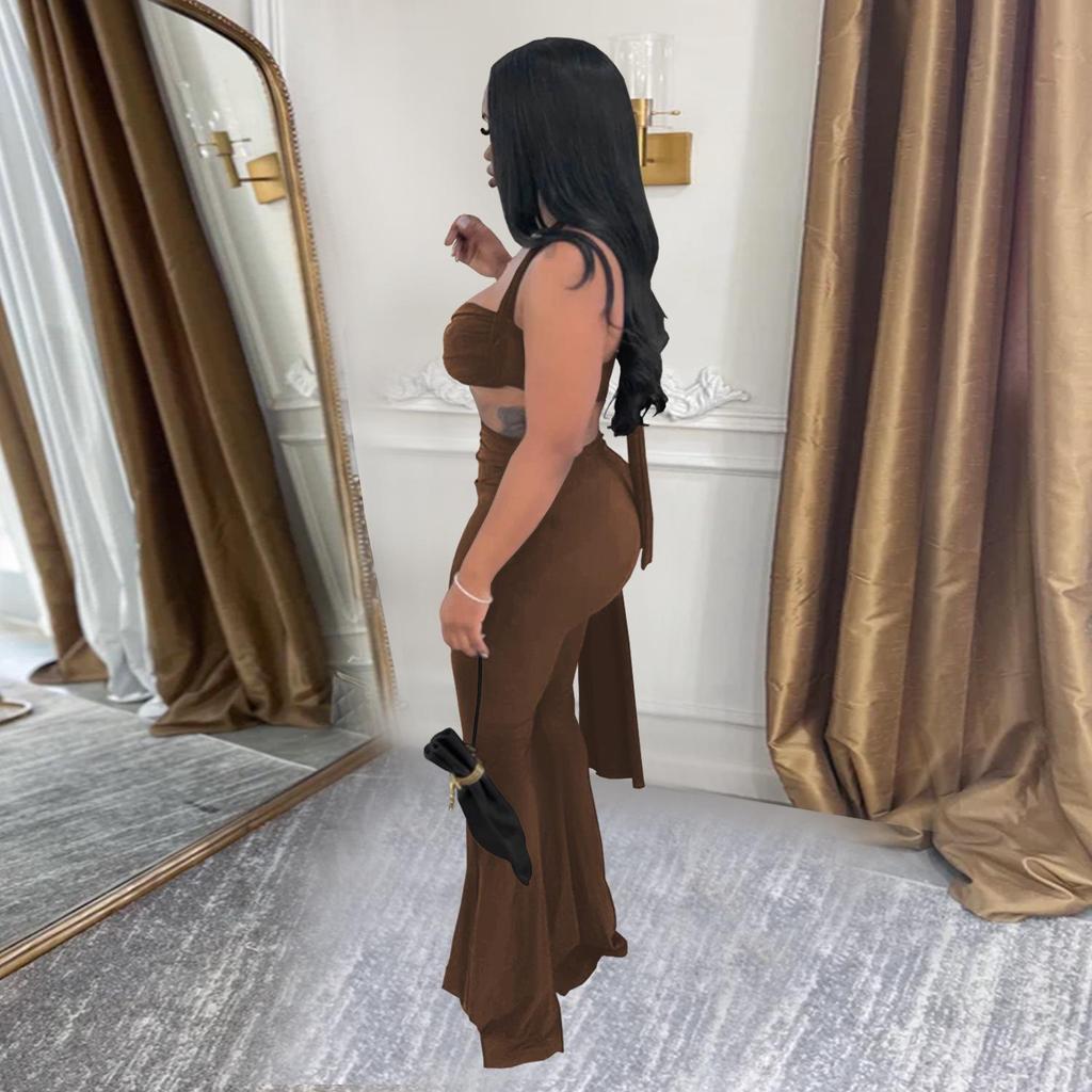 Summer Women's Sexy Strappy Bandeau Long Pants Set