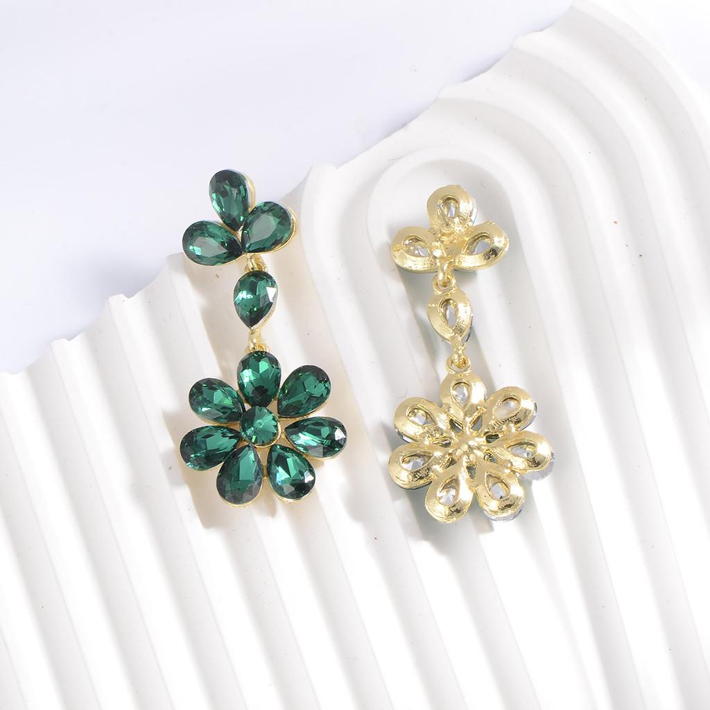 Water Crystal Peach Blossom Earrings For Women Party Evening Wear Fashion Jewelry