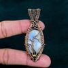 Natural Rainbow Moonstone Copper Pendant Wire Wrapped Pendant Original Gemstone Handmade Jewelry Pendant Chain Pendant Gift for Friend