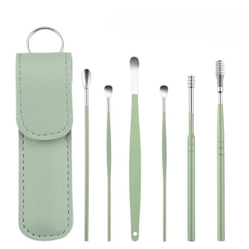 

6pcs Ear Care Set Stainless Steel Earpick Ears Cleaner Spoon Ear Pick Ears Wax Removal Tool Kit Ear Spoon Care for Baby Adults