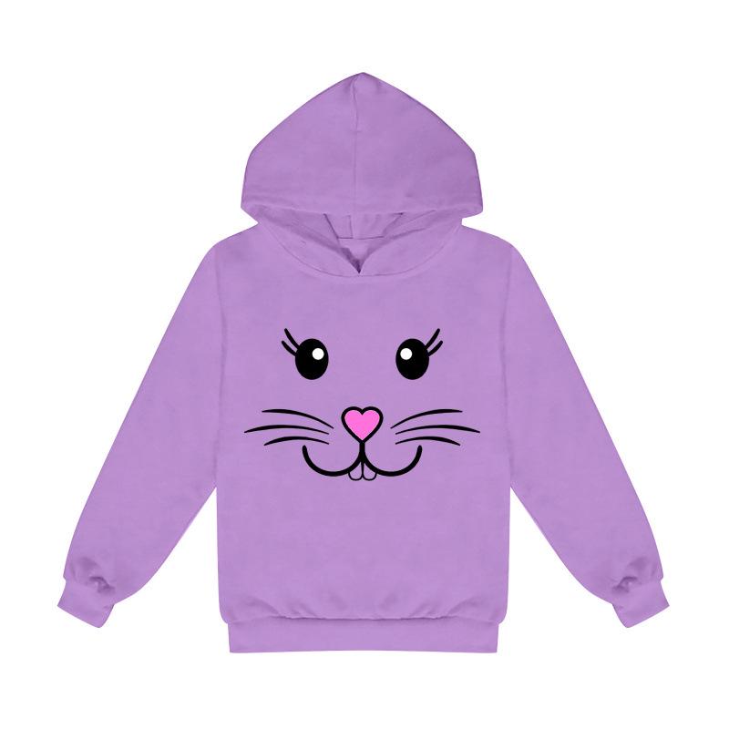 Cartoon-Hase Unisex Kinder Fleece-Kapuzenpullover - Frühjahrs- & Herbstkollektion