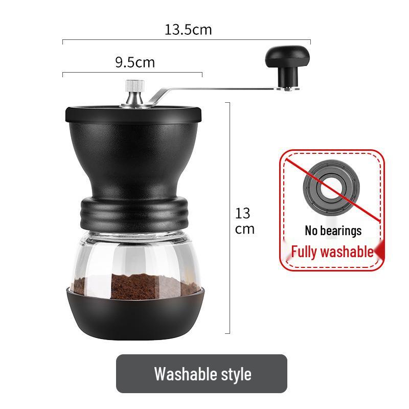 Manual Coffee Bean Grinder: Hand-Crank, Double Bearing, Ceramic Grinding Core