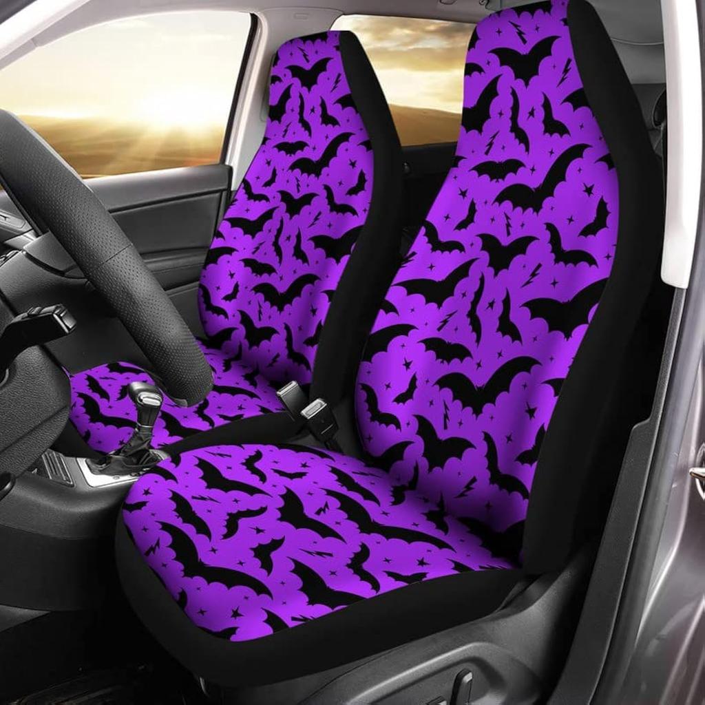 Bulopur Halloween Spider Web Print Front Seat Cover Sets 2 Pack, Car Universal Accessories Interior Decor for Men, Auto Front Seat Covers