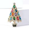 Christmas Gift Rhinestone Christmas Tree Brooches for Women Unisex Glass Plant Pins Event Party Decoration Clothes Accessories