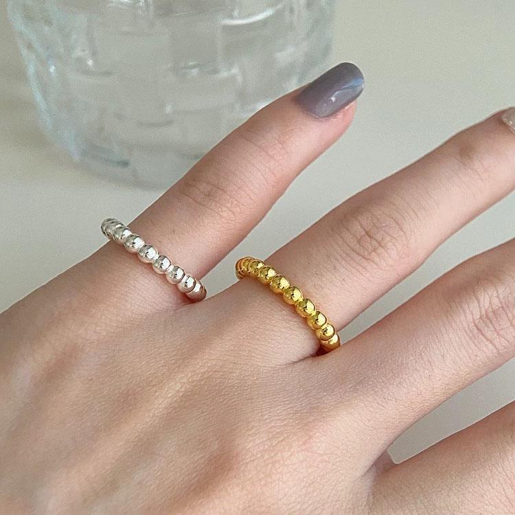 925 Sterling Silver Rings For Women Geometric Fine Jewelry Finger Adjustable Simple Gold Dots Ring For Party Birthday Gift
