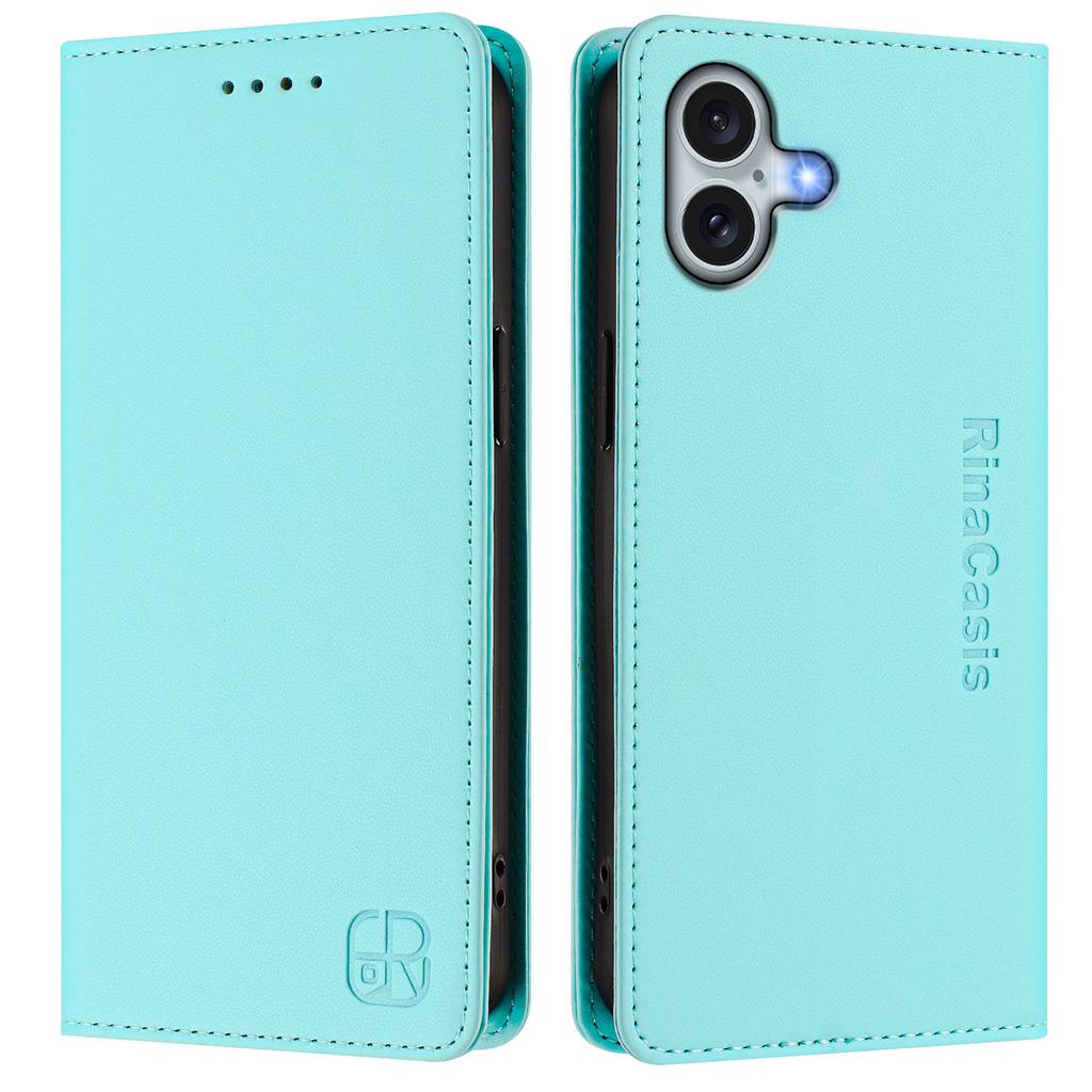 For iPhone 16 Plus Leather Case RINACASIS RC01 Phone Cover with RFID Blocking Wallet Stand