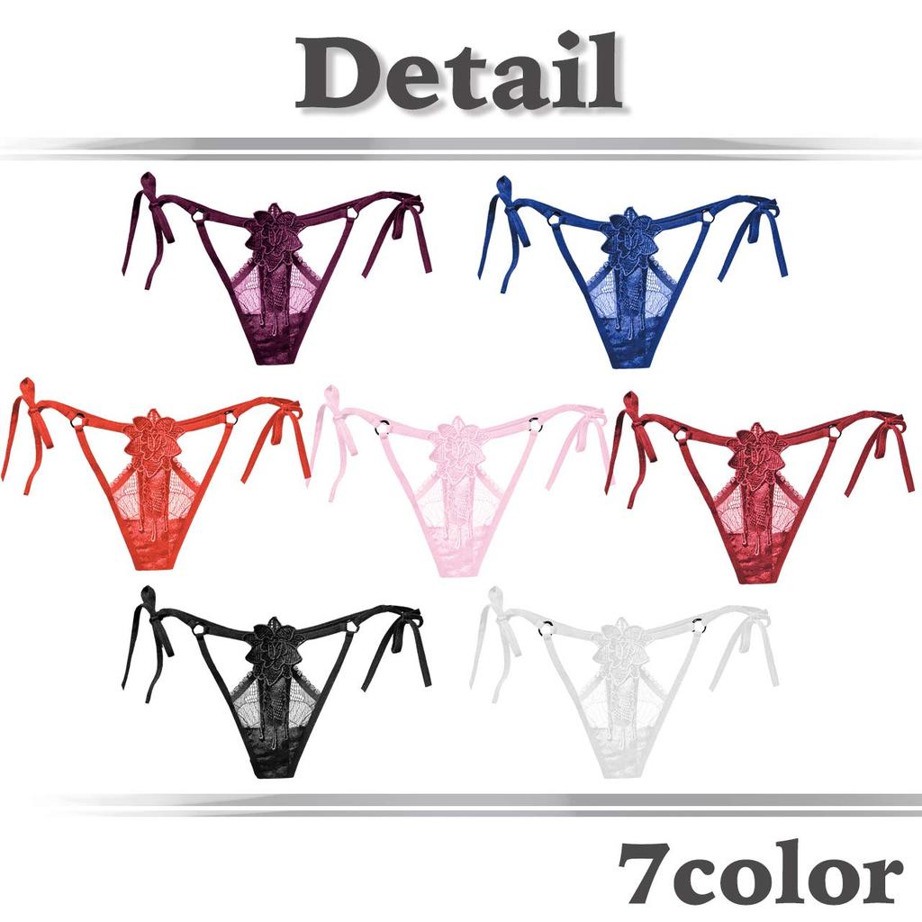 WHITE FANG Floral Lace Sexy Lingerie for TT213 T-Back Panties, Women, (07 Wine)