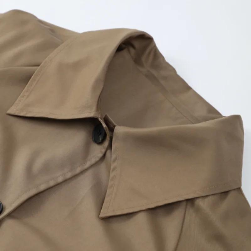 Women's European and American Style Lapel Single-Breasted Trench Coat - Workwear Inspired Fashion Jacket