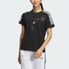 Adidas X Shuting Qiu Designer Collaboration Embroidered Floral Striped Short Sleeve Tee Women Tops Black IM8448