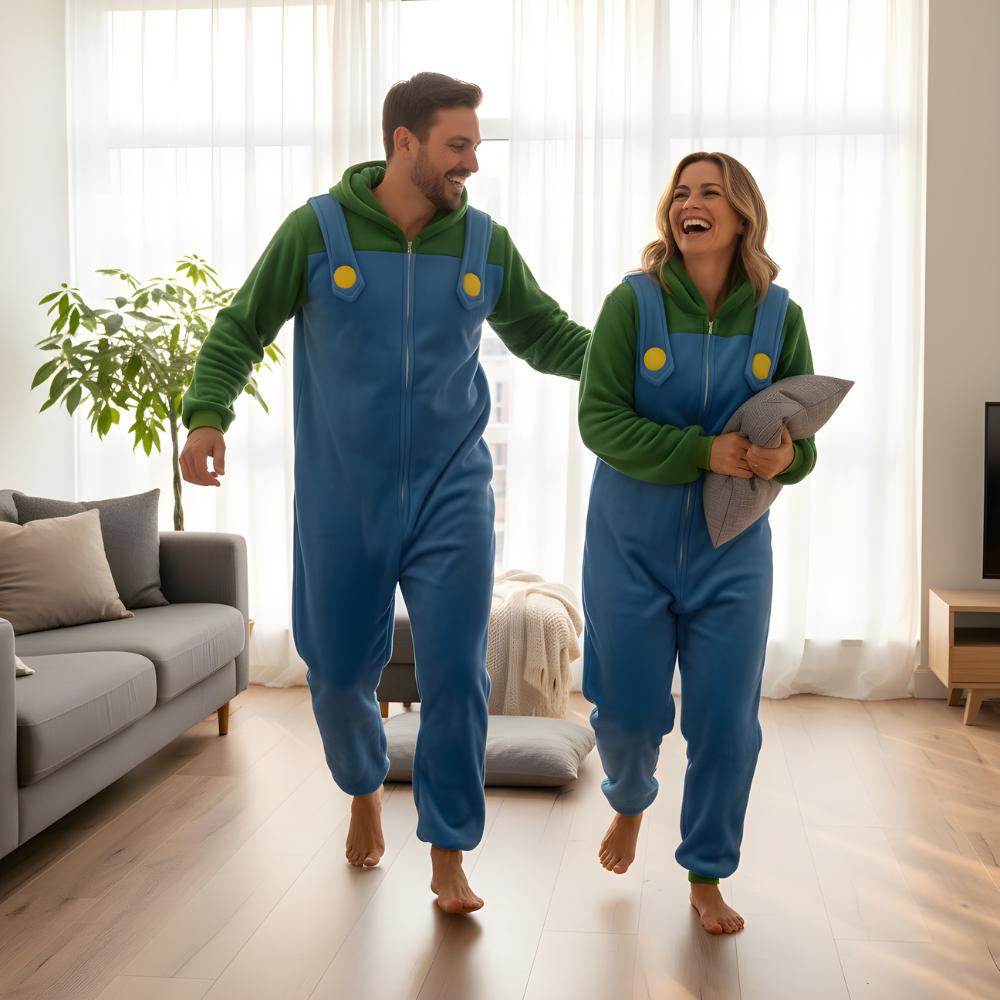 Piżama Onesie Kigurumi Kostium Przebranie Super Mario Luigi M: 155 - 165Cm