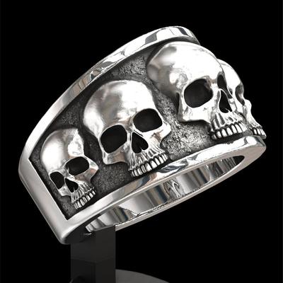 Kayi E-Commerce Source Vintage Dark Punk Style Personalized Fashion Skull Head Men'S Ring Ring Ring