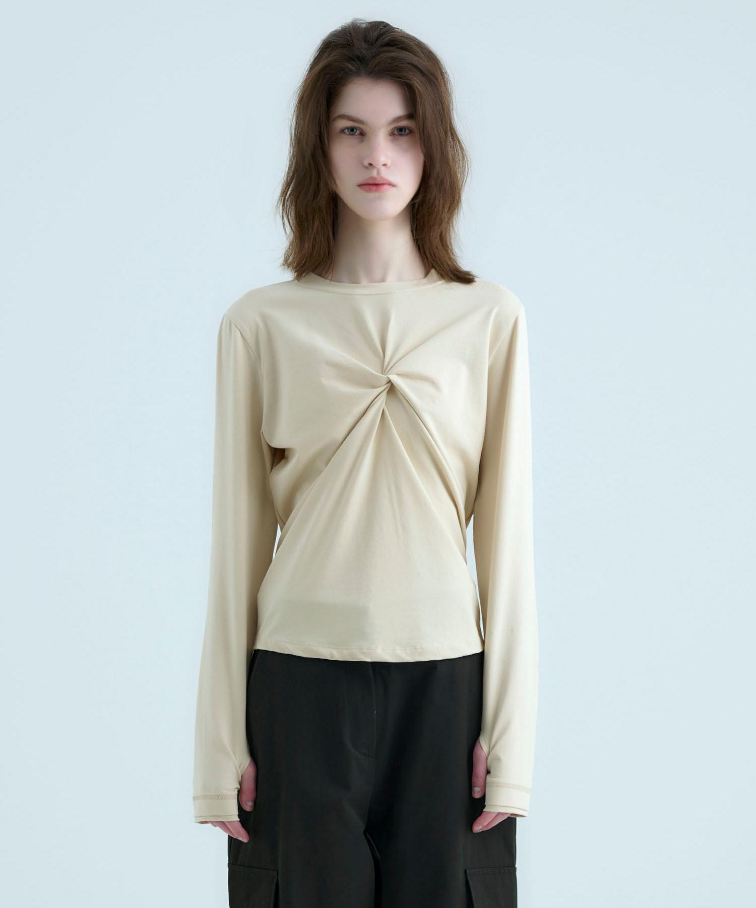 Sunnid Twist T-Shirt Beige Beige/Free