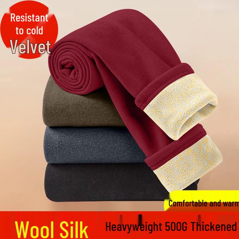 

Women s Solid Color Heavyweight Wool Silk Pants - 2026 New Style, Warm Base Layer for Autumn/Winter 2XL (120-140kg)