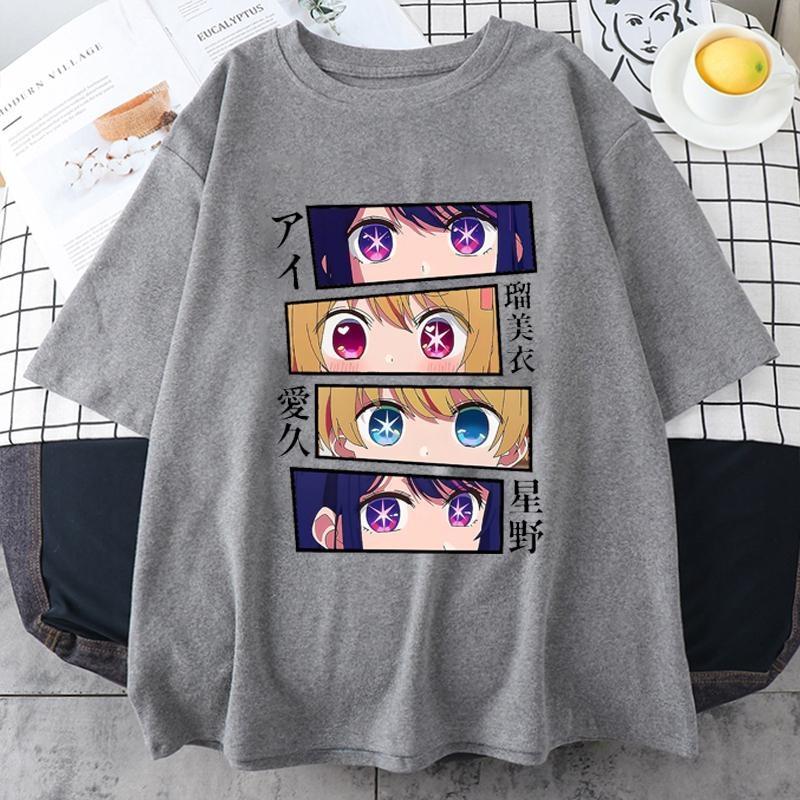 New Anime Eyes Graphic Print T Shirt Women Summer Casual Round Neck Loose Tees Streetwear Fashion Anime Harajuku T-shirts