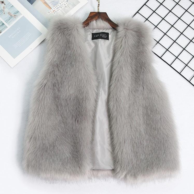 Imitation Fur Vest Women's Autumn and Winter Korean Version Imitation Fox Fur Vest Plush Vest Top Sleeveless Jacket