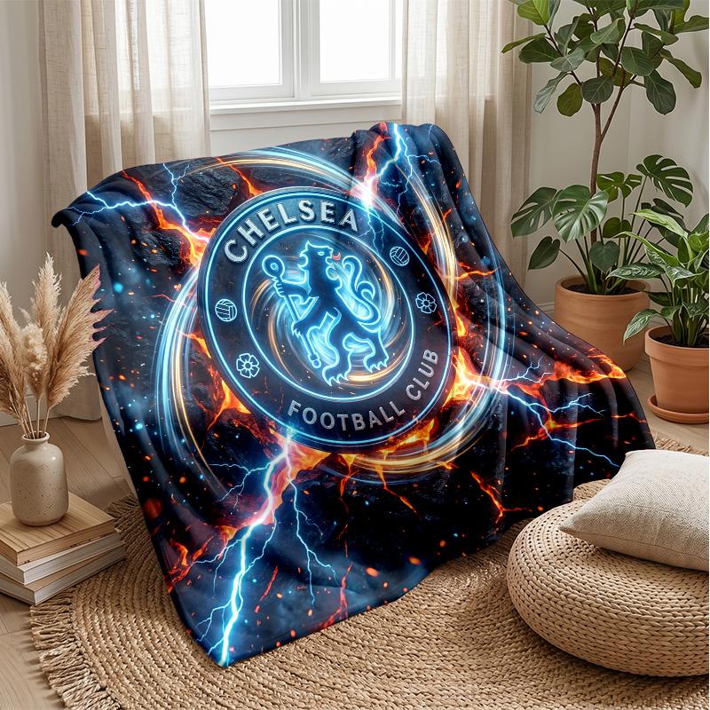 Chelsea FC Theme Blanket Soft Flannel Blanket Plush Throw Blanket Cozy Sofa Bed Blanket for Home Decor