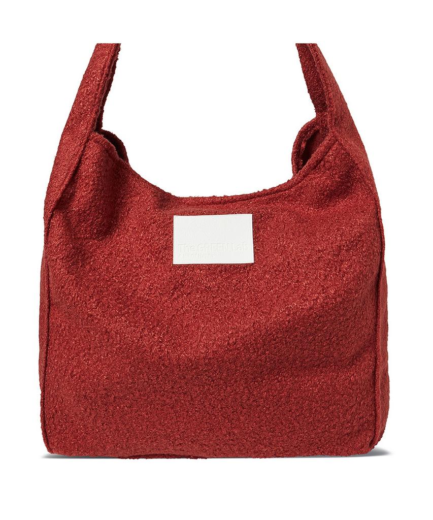 The Green Lab Boucle Wool Pouch Shoulder Bag Set [Coral Red]