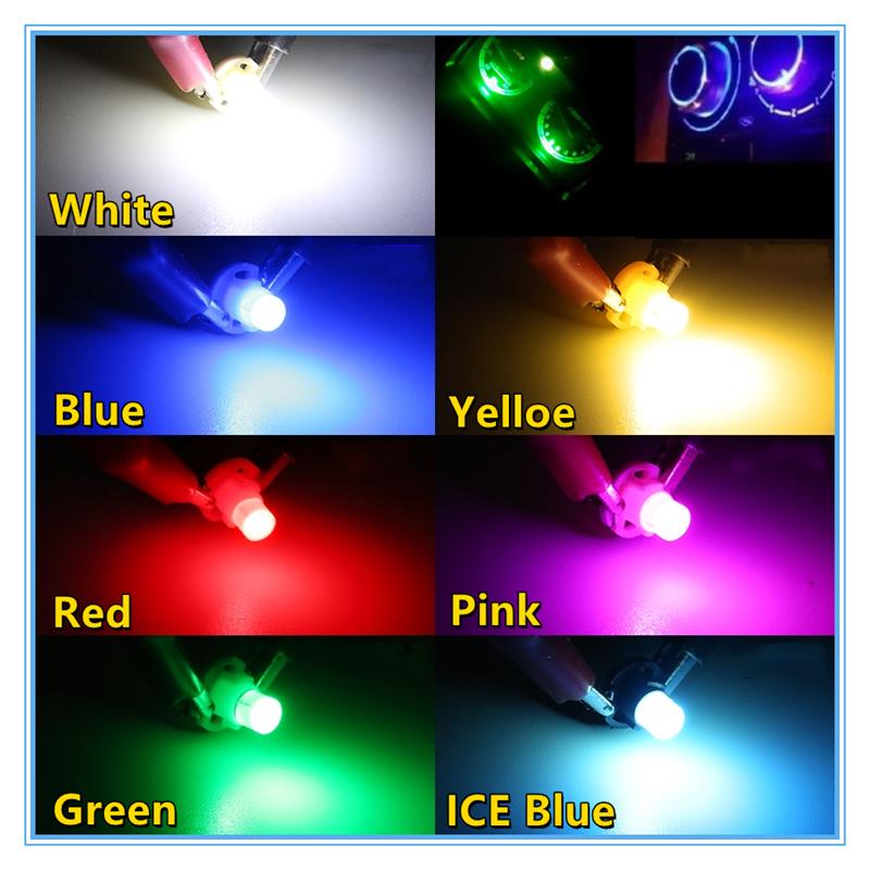 10PCS Interior Light T3 COB Wedge LED Auto Instrument Bulbs 12V Automóveis Car Styling Rosa Verde Azul Vermelho Amarelo Branco