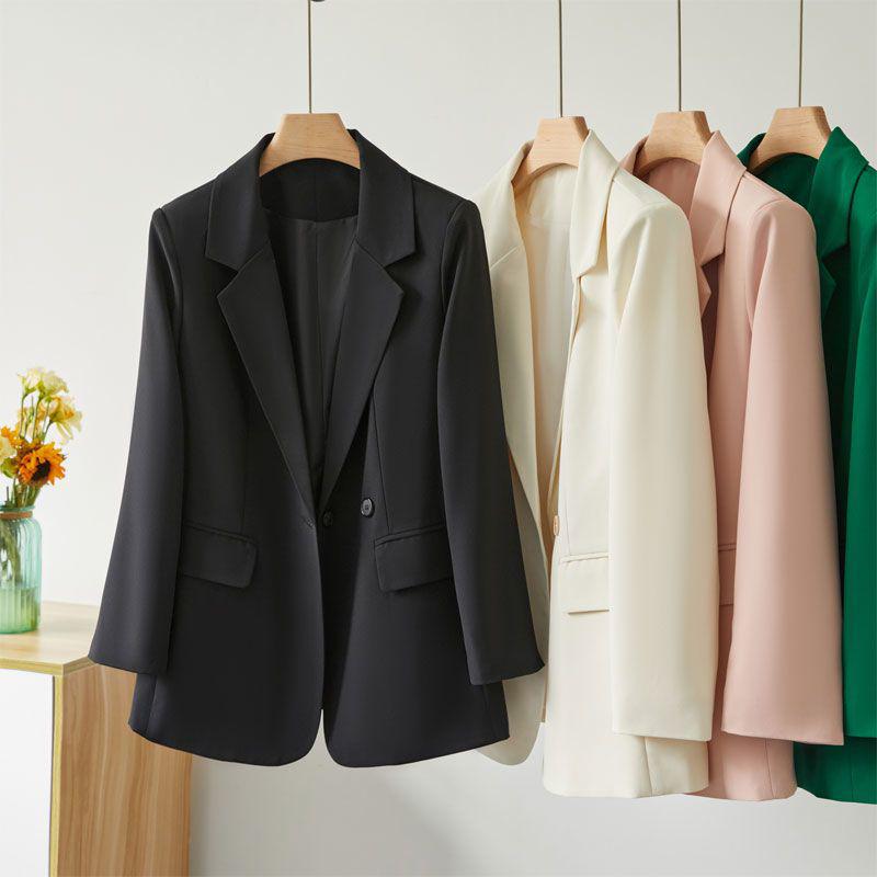 Dámské volné sako plus size - Korejský styl, Módní pro jaro/podzim 2025, Vhodné až do 105 kg
