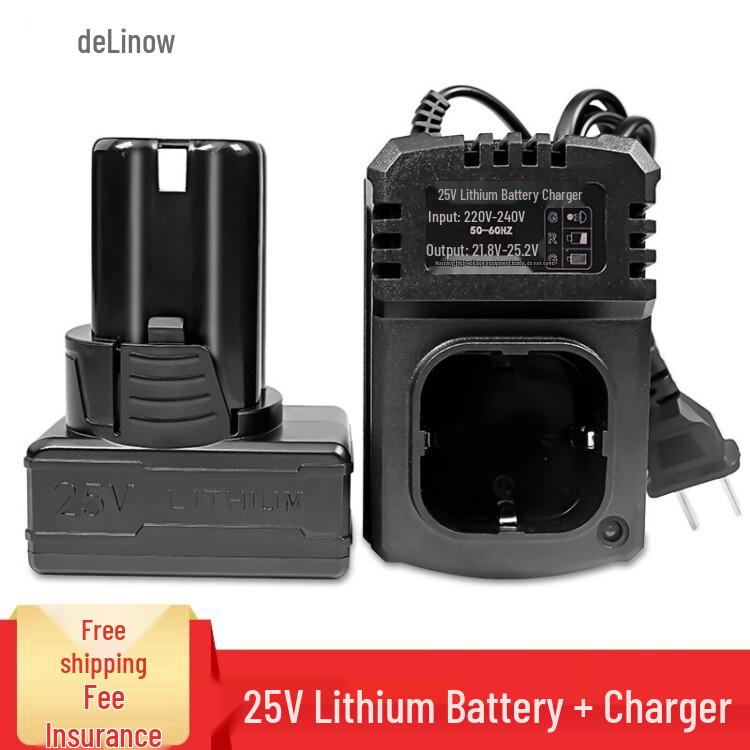 12V/16.8V/25V Electric Drill Set with Lithium Battery, Charger, Wrench & Screwdriver