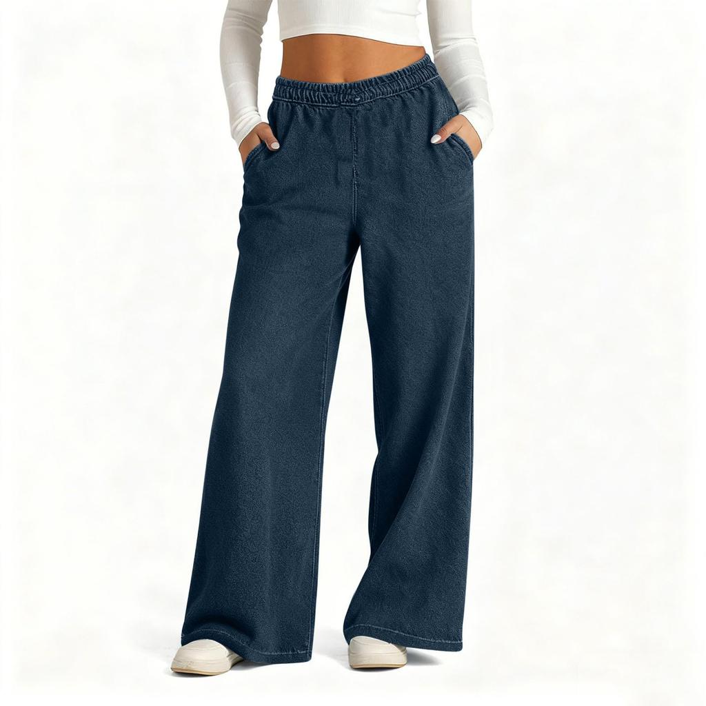Wide Leg Jeans for Women High Waisted Denim Pants Boyfriend Jeans Vintage Loose Denim Pants Waistband Trousers Pockets