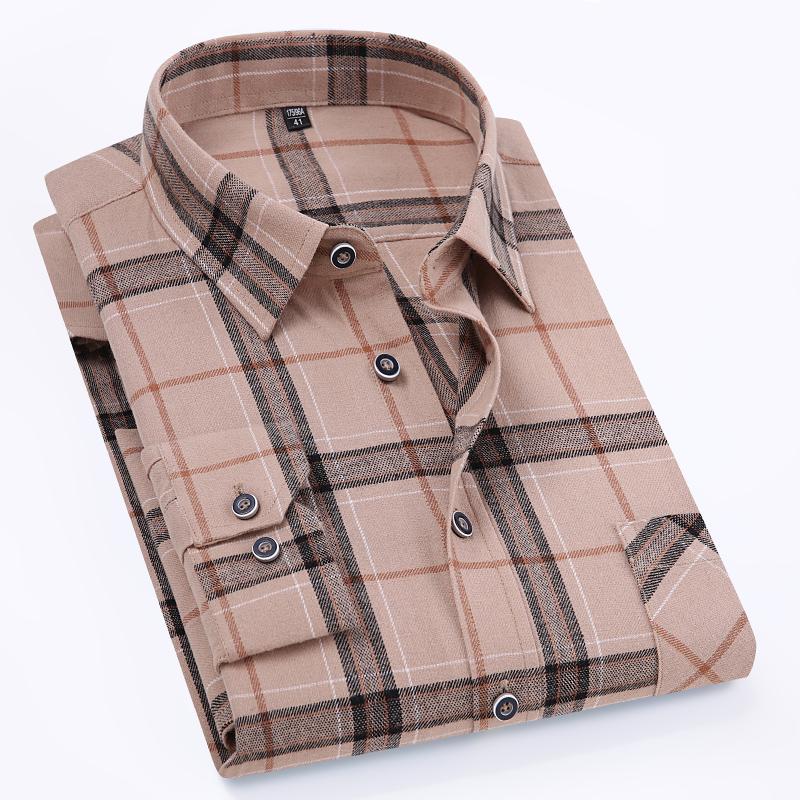 Pure Cotton Men's Plaid Shirt Long Sleeve Regular Fit Men Casual Oversized Shirt Leisure Autumn Male Blouse New Plus Size 11XL