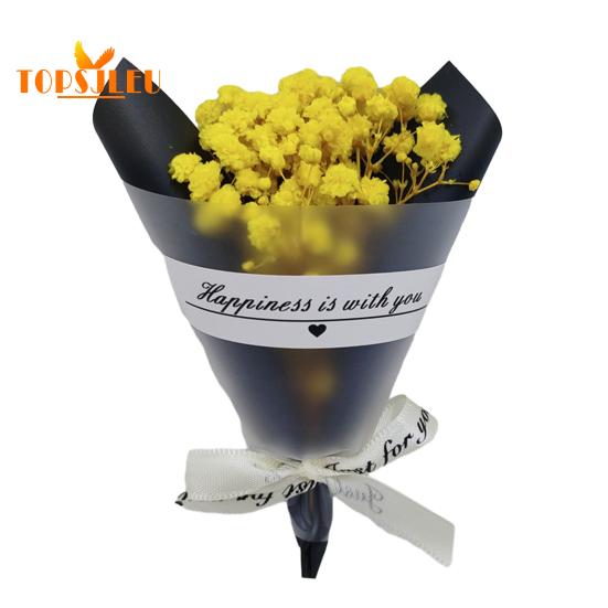 

Бумажная упаковка с ароматом сушеных цветов, бант из ленты с буквенным принтом, долговечный яркий цвет, подарок на День Святого Валентина, букет цветов жёлтый