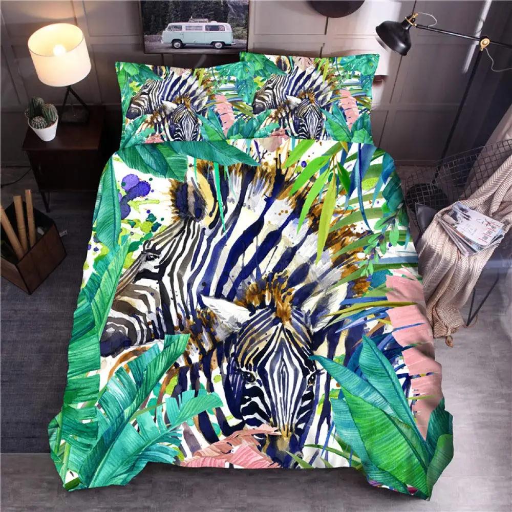 Colorful Zebra Print Duvet Cover For Kids Girls Teens Beautiful Colorful Animals Theme Bedding Graphic Graffiti Art Decorative