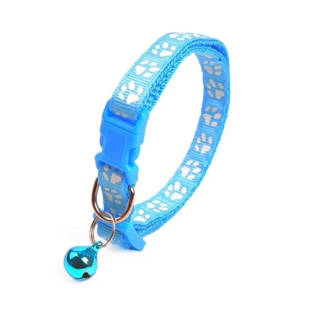 Stoffhalsband für Hunde und Katzen, Halsband mit Glocke mit einzelnen Pfotenabdrücken, Katzenschnallenhalsband