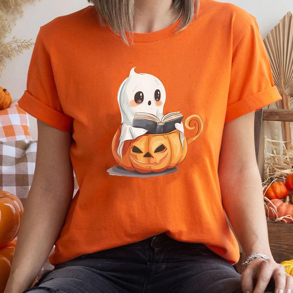 Book Lover Tshirt Boo Reading Books Tshirts Bookish Halloween Women Tshirts Halloween Teacher Gift Clothes Librarian Halloween