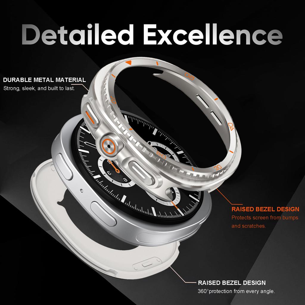 Schutzhülle aus Aluminiumlegierung für Samsung Galaxy Watch 8, Metallgehäuse, Zubehör, Hartrahmen, Metall-Schutzstoßstange für Samsung Galaxy Watch 8 (44 mm, 40 mm)