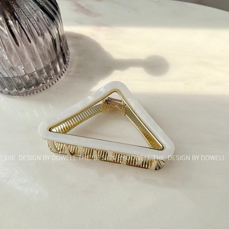 

Eyecatching Fashionable And Korean Medium Hair Claw Clip In Triangle Design For Daily Use Milk White