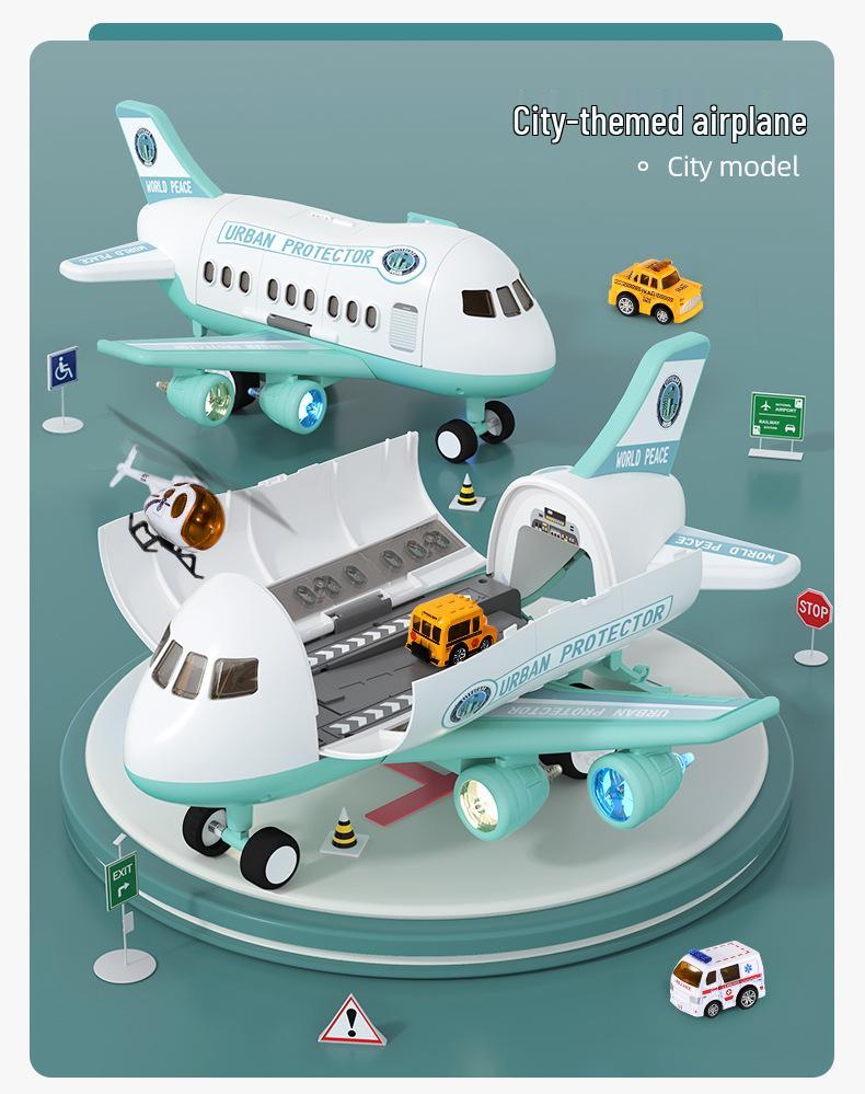 Extra Large Inertial Toy Airplane with Storage, Lights & Music - Educational Toy Set for Kids