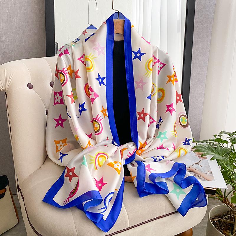 Soft Cotton Linen Printed Large Scarf Women'S Spring Autumn Winter Neck Warmer Skin-Friendly Versatile Stylish Shawl