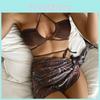 Swimwear Bikini Set For Women With Drawstring Short Skirt And Mesh Threepiece Suit For Water Sports