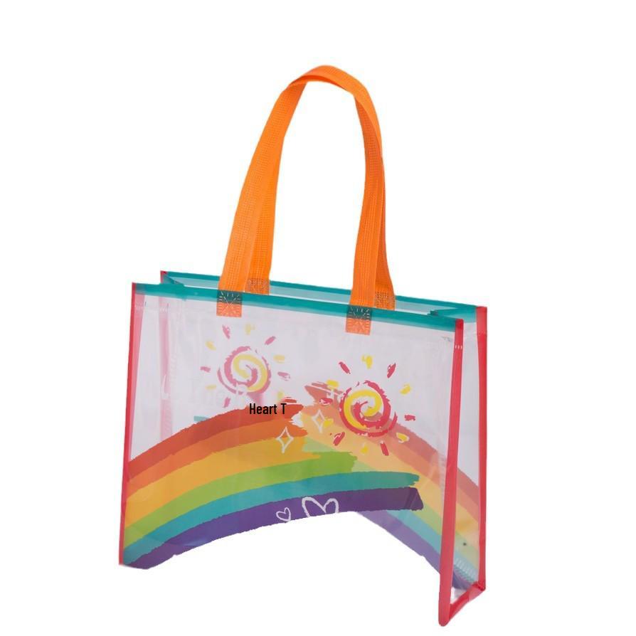 Sacchetto Regalo Trasparente Arcobaleno per il Rientro a Scuola - Ispessito per Libri e Vestiti, Ideale per lo Shopping dei Bambini e Regali di Compleanno