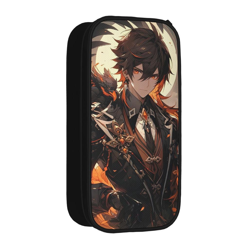 Creative Genshin Impact Zhongli Pencil Cases Anime Game Cartoon Pencilcases Pen Box Large Storage Bags School Gifts Stationery