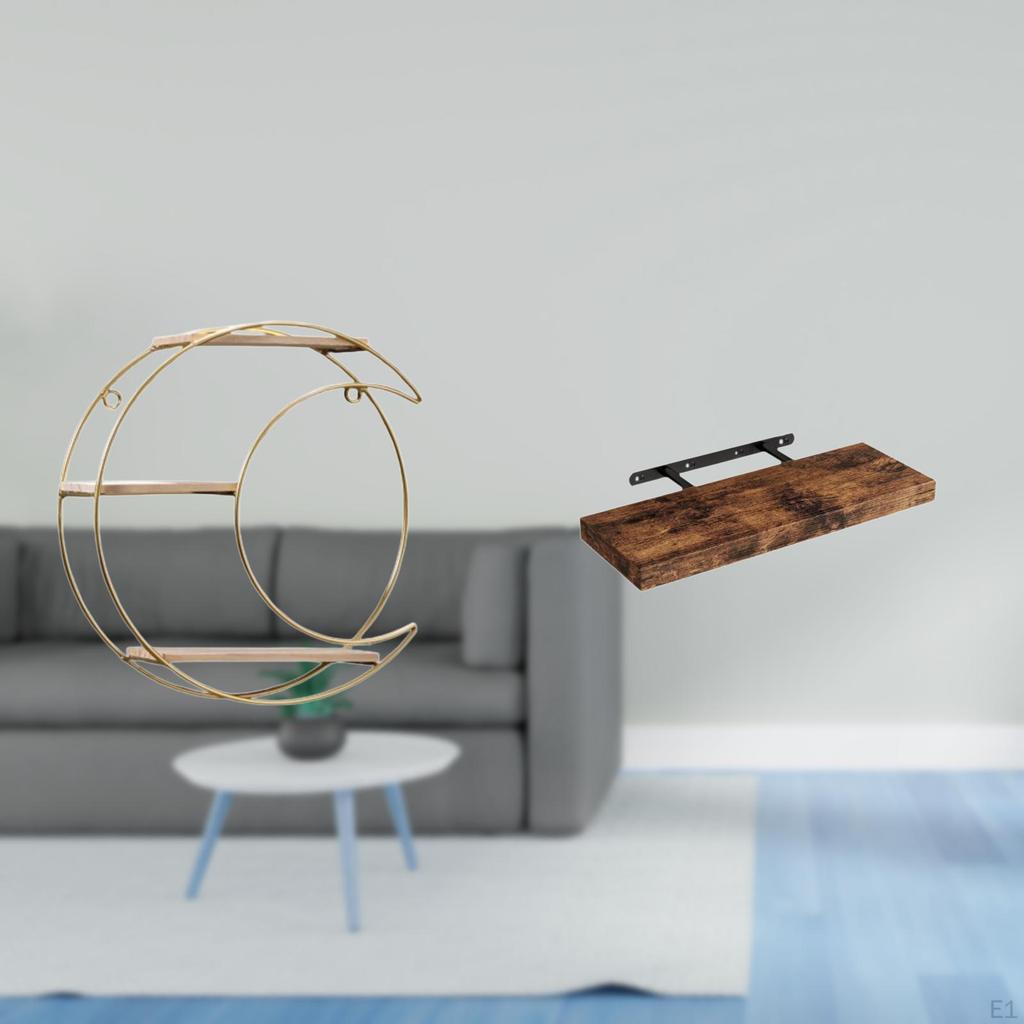 Modern Multifunctional Metal And Wood Wall Shelf Space Saving Decorative Floating Display for