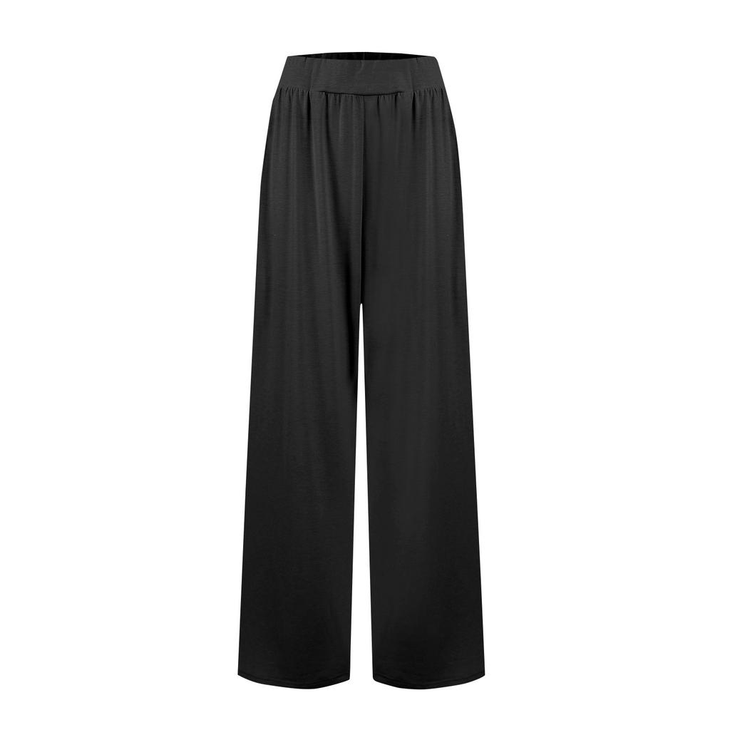 Women's Casual Drawstring Elastic Waist Pants Comfortable Straight Yoga Loose Solid Color Pants
