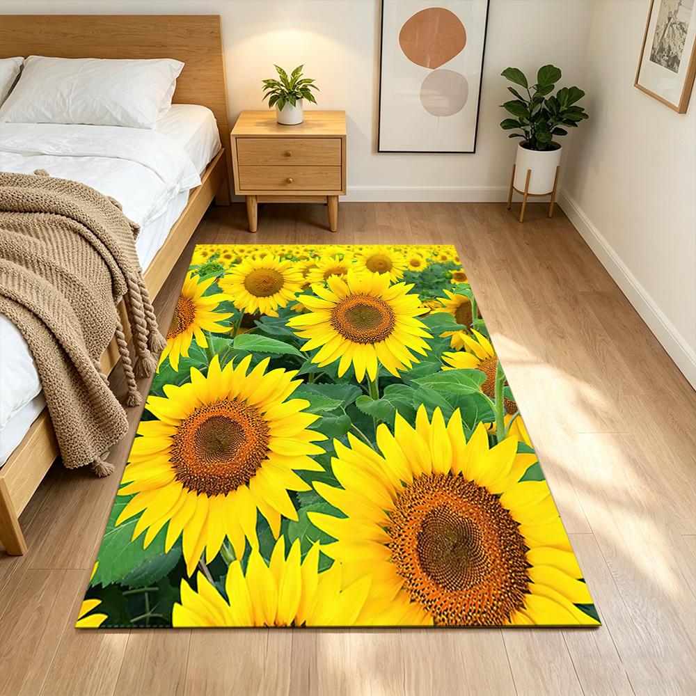 Sunflower Field Pattern Non-Slip Home Carpet Design for Office Decor Living Room Bedroom Gift