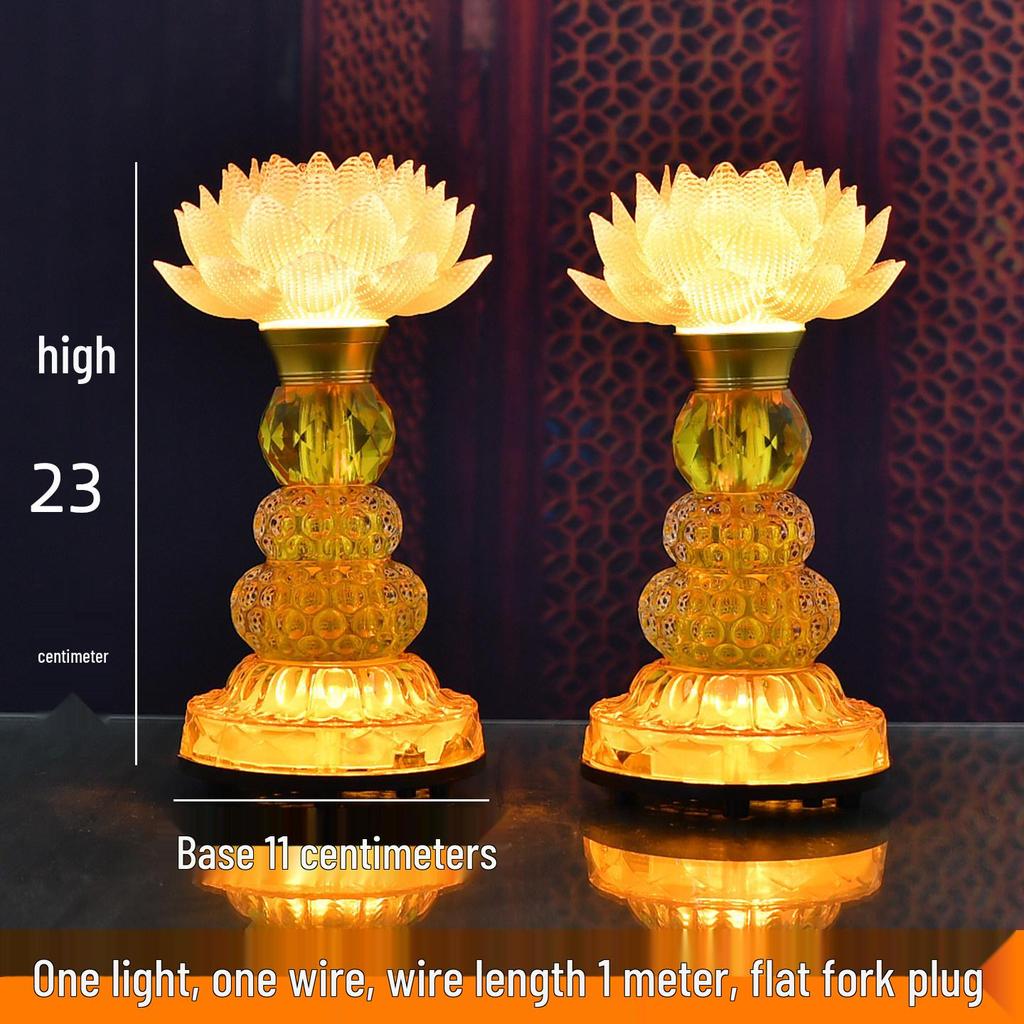Lotus Guanyin Bodhisattva LED Offering Lamp with Heart Sutra