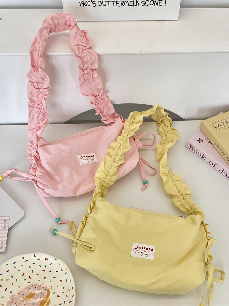 Versatile 2025 Pleated Canvas Shoulder & Crossbody Bag for Girls