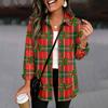 Women's Fashion Christmas Print Button Front Cardigan, Loose Fit Long Sleeve Shirt Top