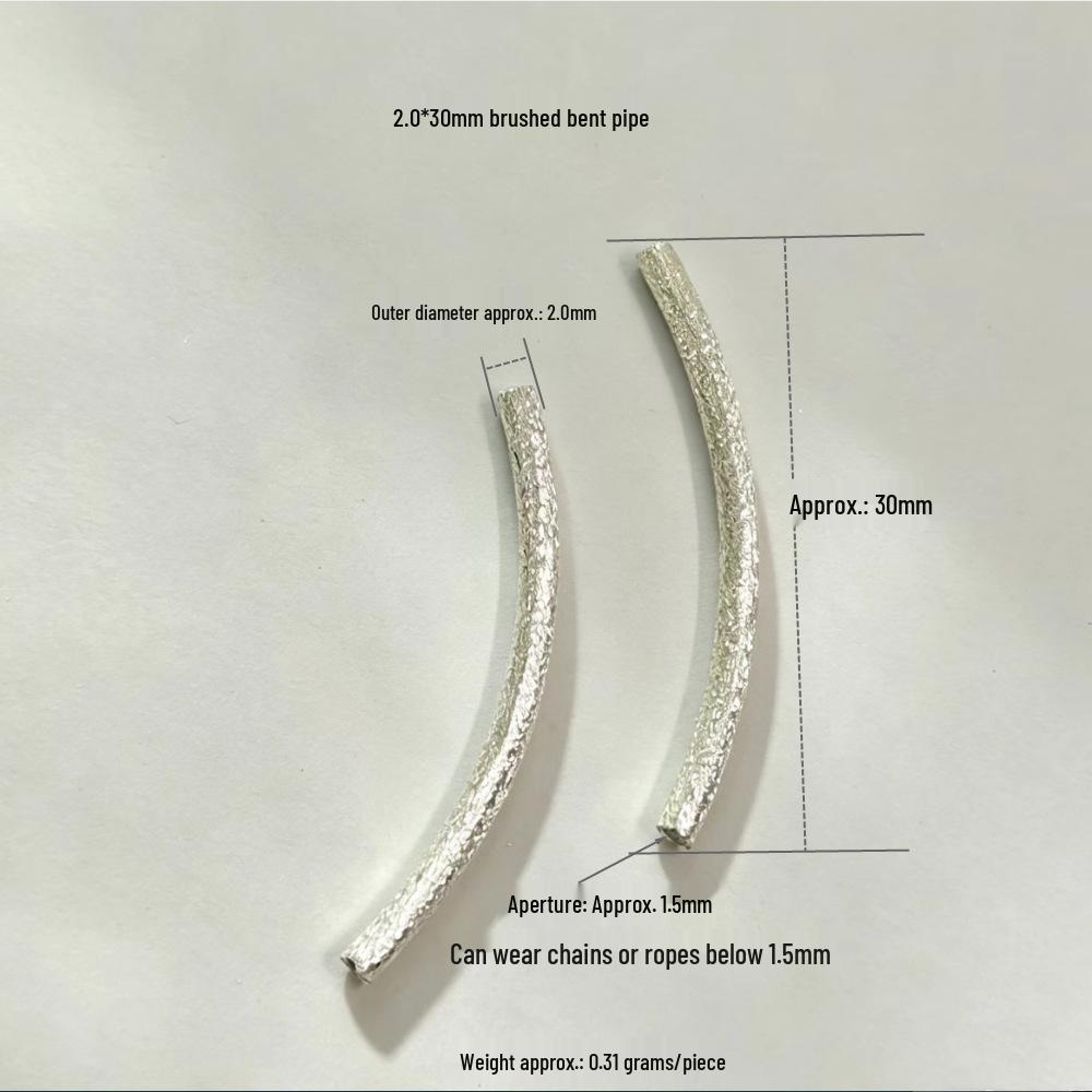 Handmade 925 Silver Curved Tube Beads for Stringing Bracelets