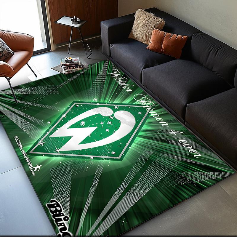 1 Stück Teppich Grün und Weiß Werder Teppich, Stuhlmatte, Bereichsteppich für Büro Schlafzimmer Wohnzimmer Schlafzimmer, Fußmatten Dekoration Weihnachtsgeschenke für Fans