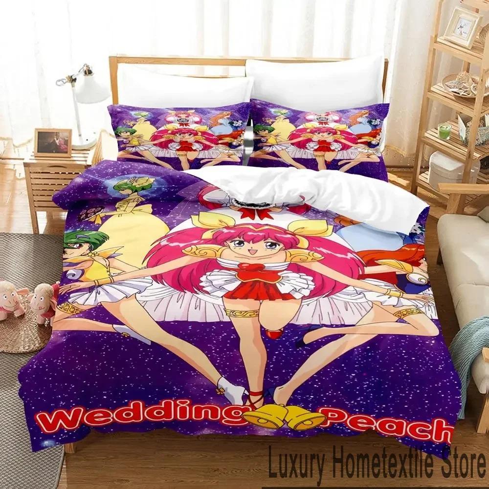 3D Print Anime Wedding Peach Bedding Set Duvet Cover Bed Set Quilt Cover Pillowcase Comforter king Queen Size Boys Adult Bedding