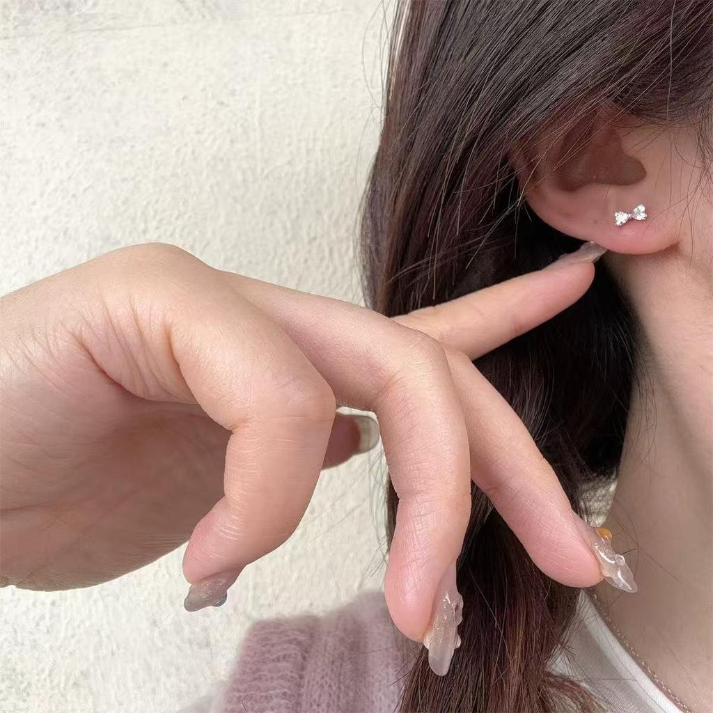 S925 Sterling Silver 18K Gold-Plated Bow Stud Earrings - Elegant High-Quality Design for Women